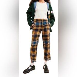 Urban Outfitters Claire Blue Yellow Plaid Y2K Cropped Pants Women SZ 6